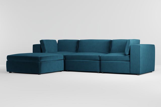 Destin Joya Teal Velvet 4-piece Bumper Sectional