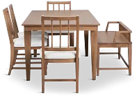 Provo Mid Tone Rect Table, 4 White Chairs & Bench