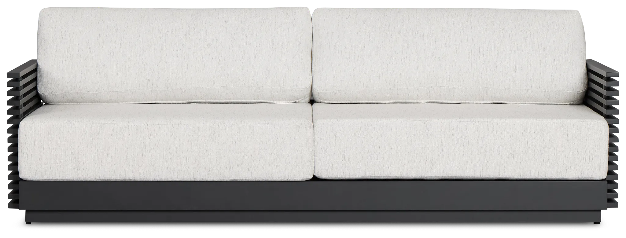 Monterey Black Aluminum Sofa With Light Gray Cushions