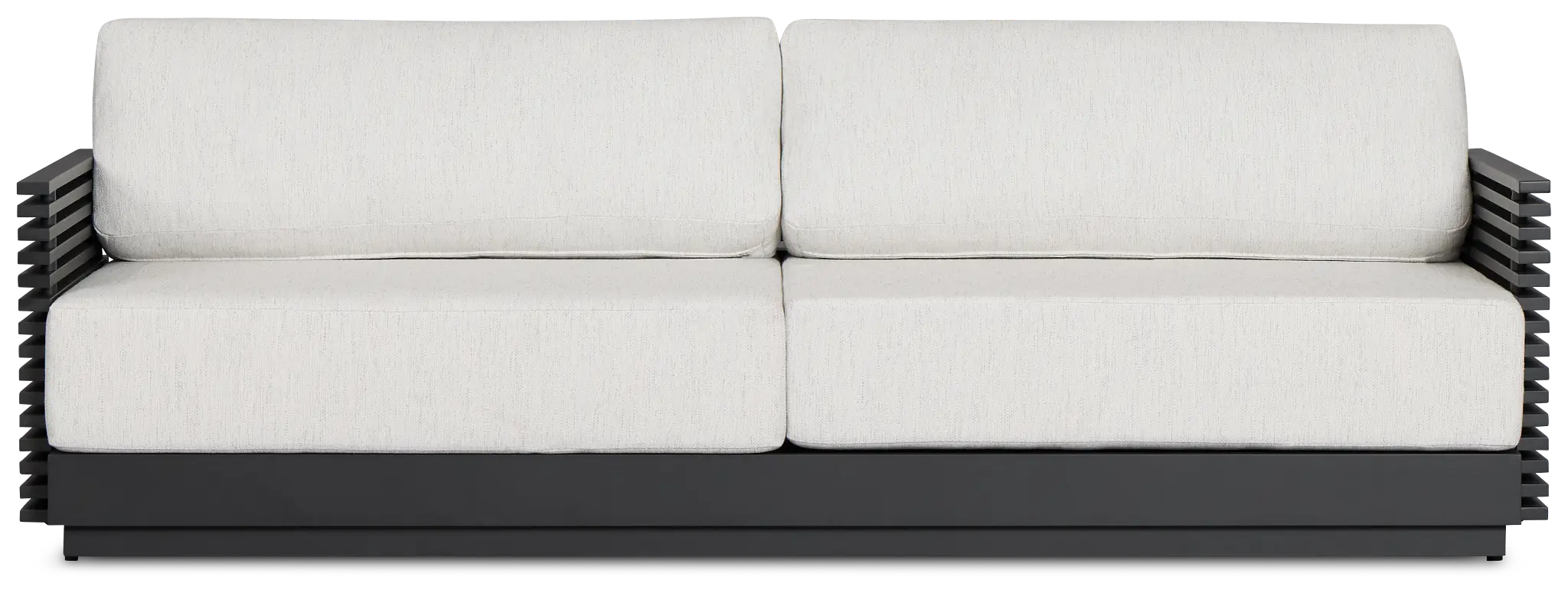 Monterey Black Aluminum Sofa With Light Gray Cushions Monterey Black Aluminum Sofa With Light Gray Cushions