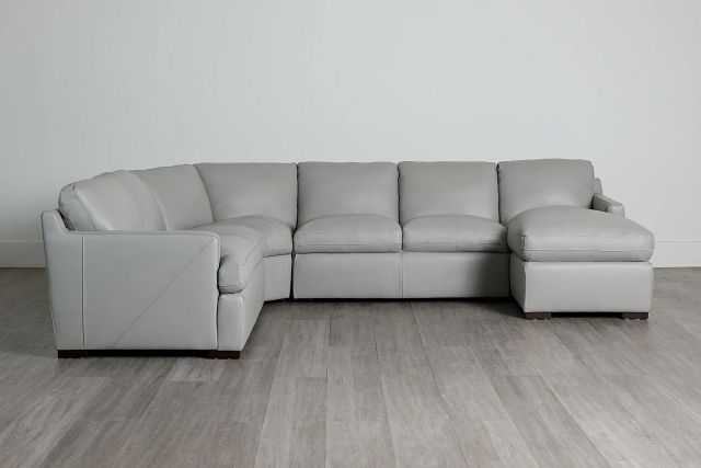 Amari Gray Leather Medium Right Chaise Sectional