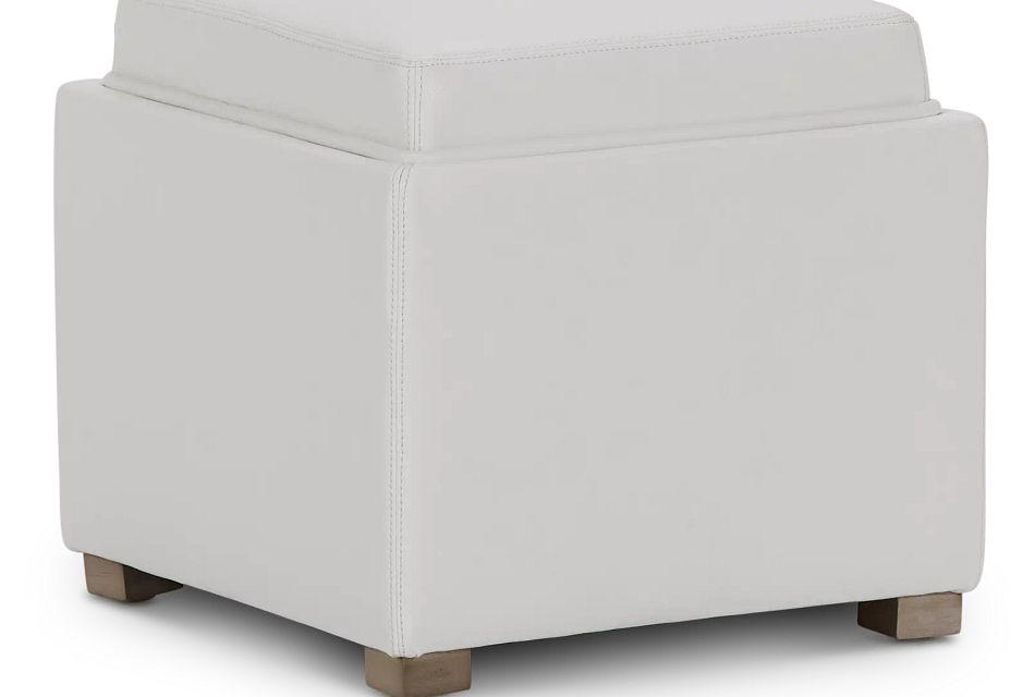 white ottoman with tray