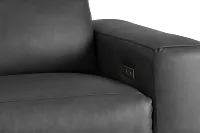 Elba Dark Gray Leather Small Dual Power Reclining Two-arm Sectional