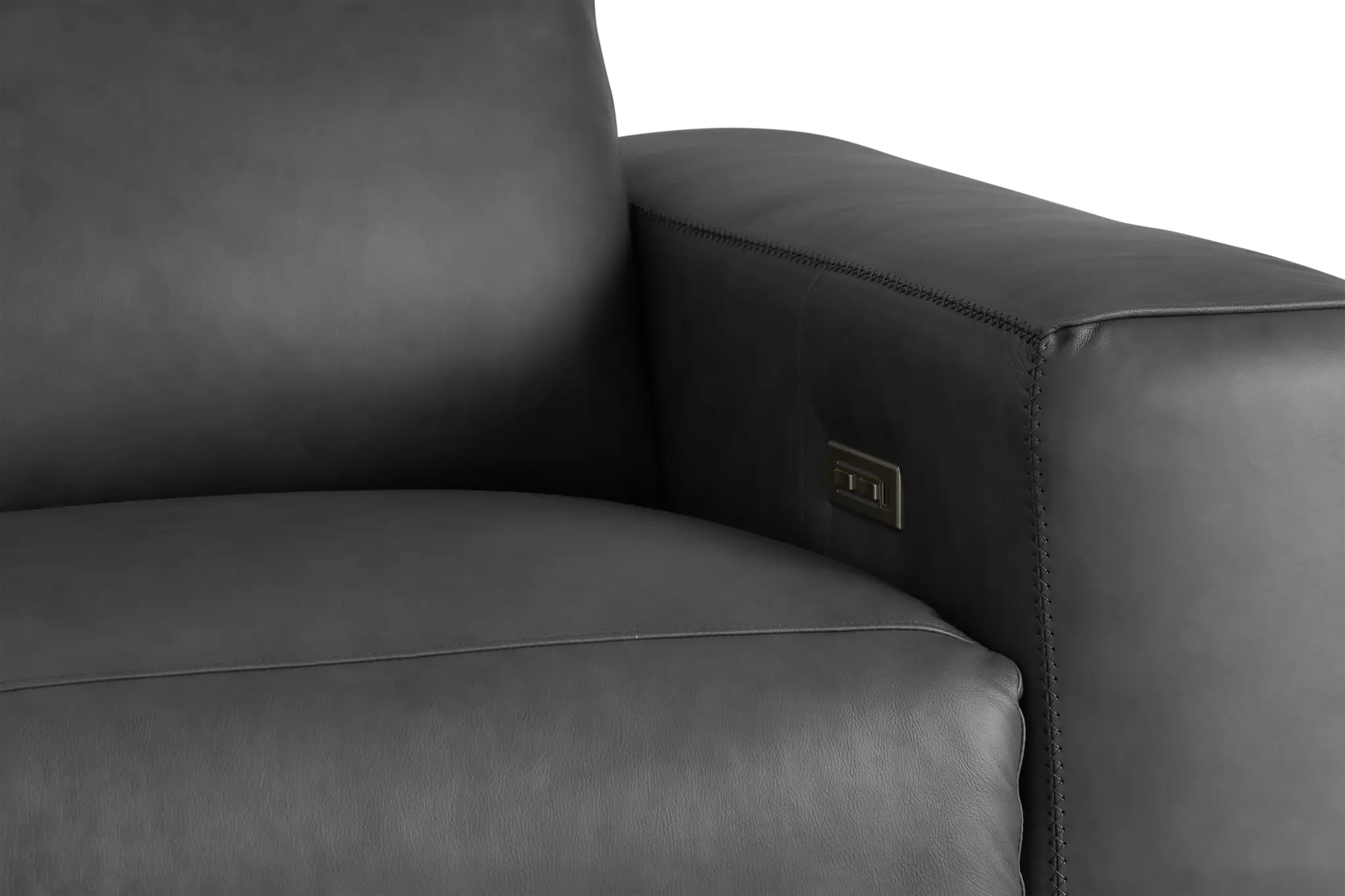 Elba Dark Gray Leather Small Dual Power Reclining Two-arm Sectional Elba Dark Gray Leather Small Dual Power Reclining Two-arm Sectional