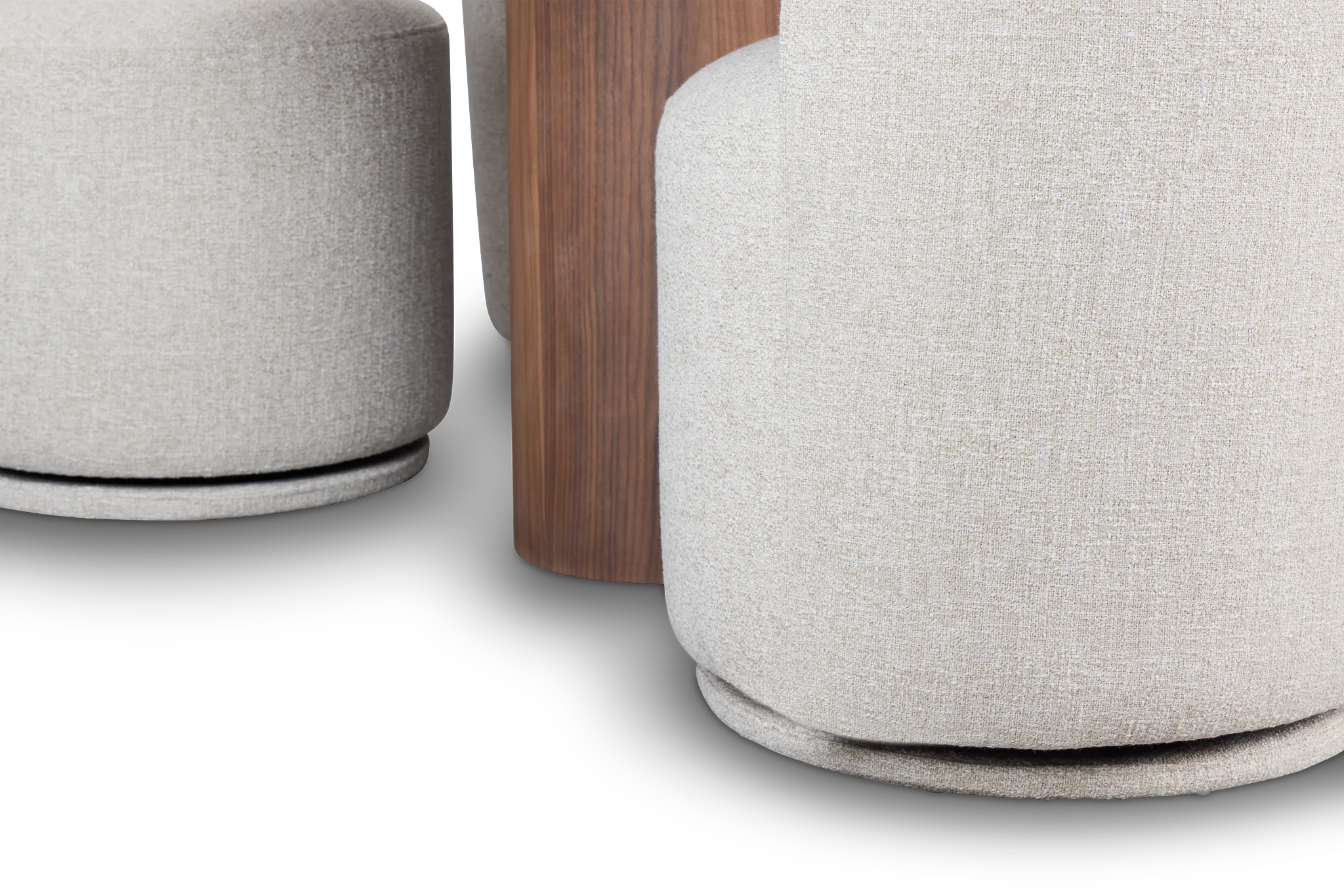 Nomad Mid Tone 78" Round Table & 4 Beige Upholstered Chairs