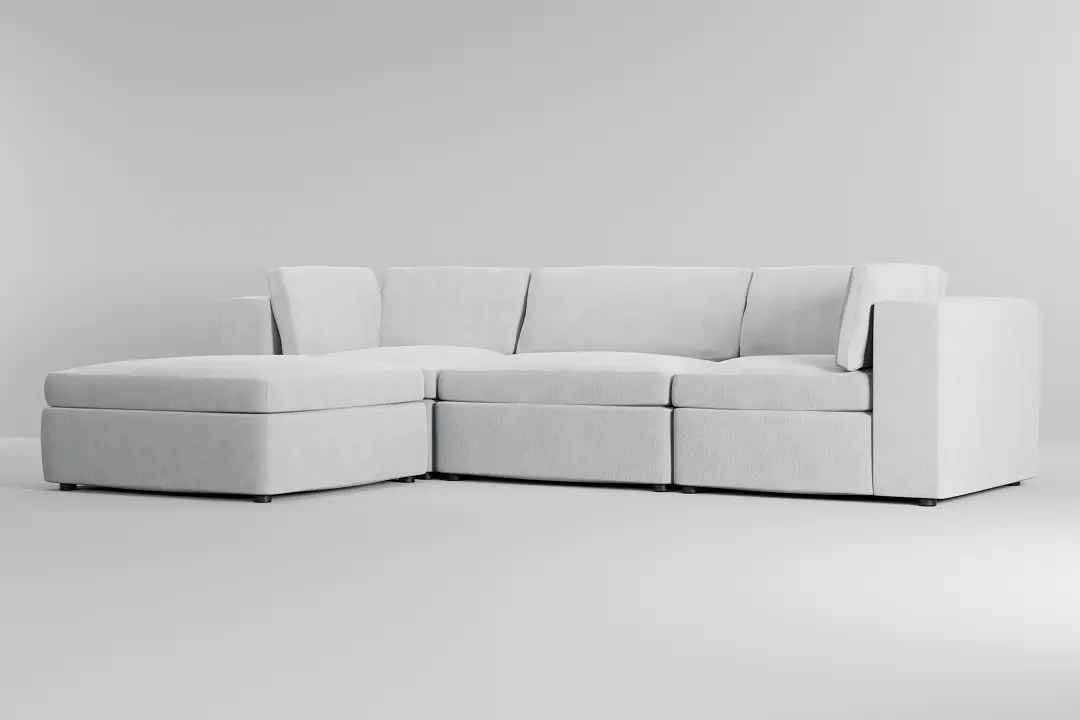 Destin Revenue White Fabric 4-piece Bumper Sectional Destin Revenue White Fabric 4-piece Bumper Sectional