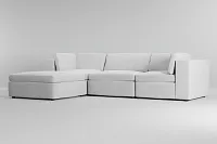 Destin Revenue White Fabric 4-piece Bumper Sectional