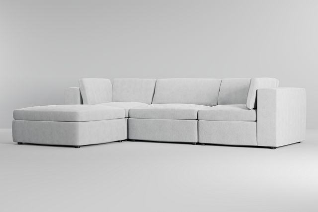 Destin Revenue White Fabric 4-piece Bumper Sectional