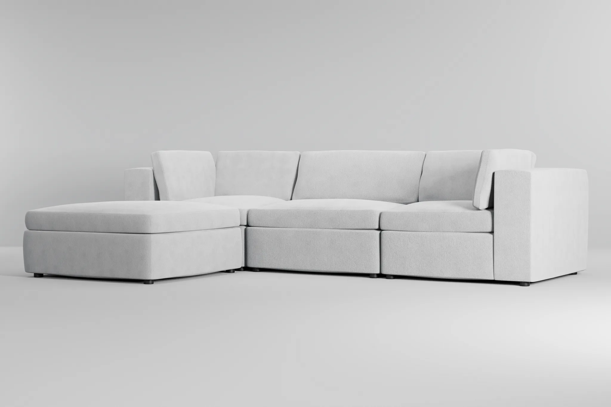 Destin Revenue White Fabric 4-piece Bumper Sectional