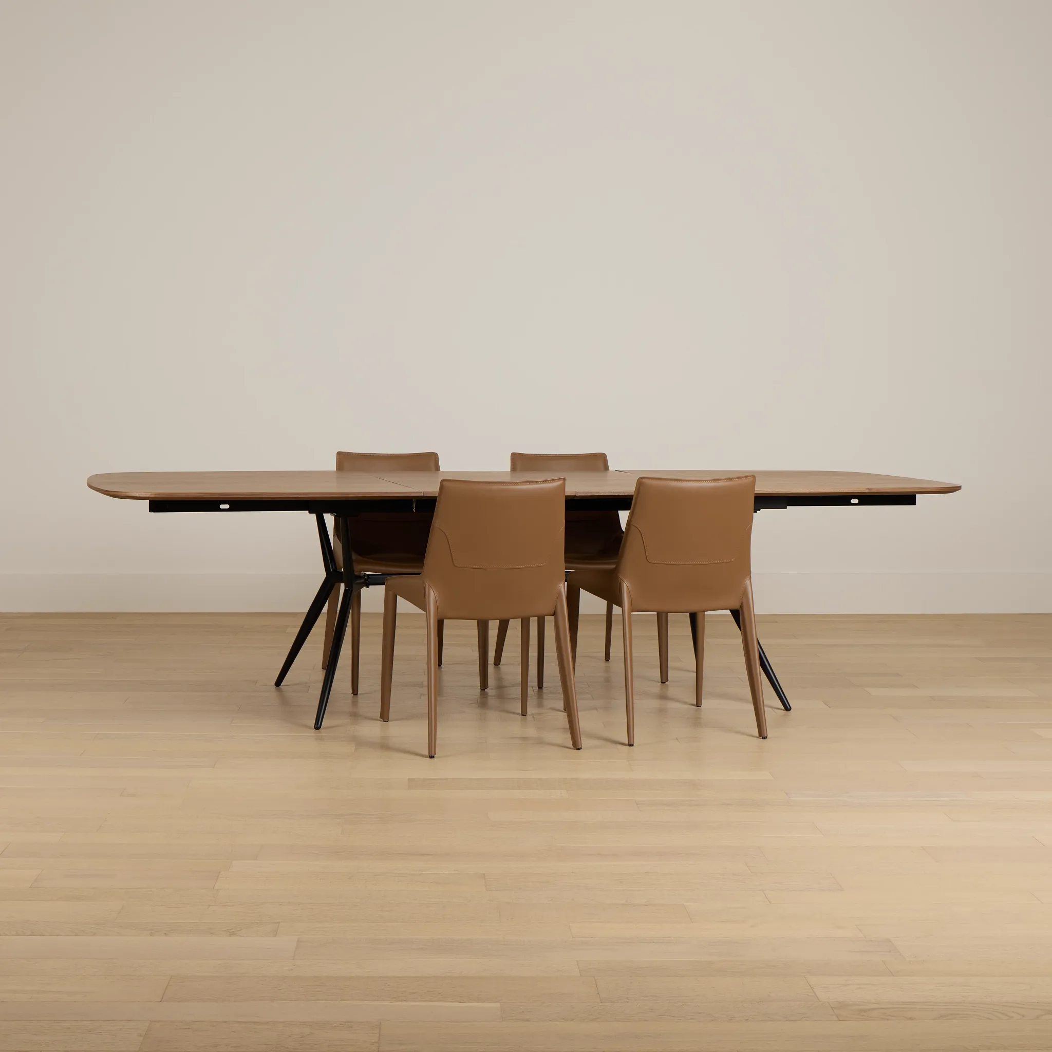 Margo Two-tone Rect Table With 4 Brown Upholstered Side Chairs