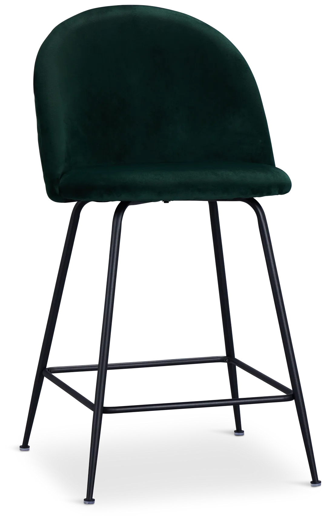 Capri Dark Green Velvet Upholstered 24" Barstools W/black Legs