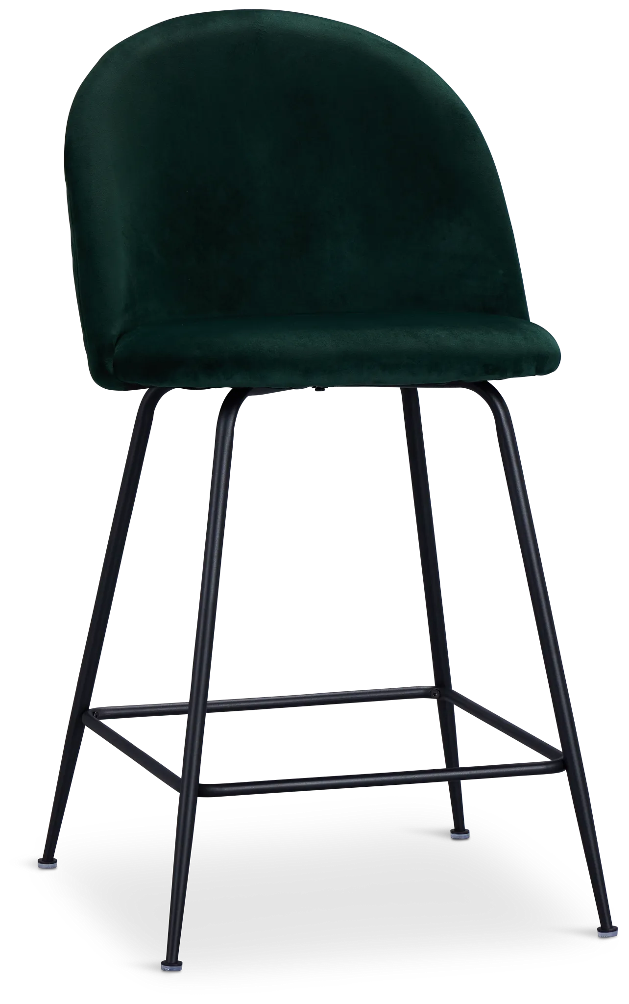 Capri Dark Green Velvet Upholstered 24" Barstools W/black Legs