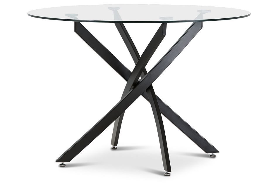 Havana GLASS 43" Round Table w/Black Legs, (1)