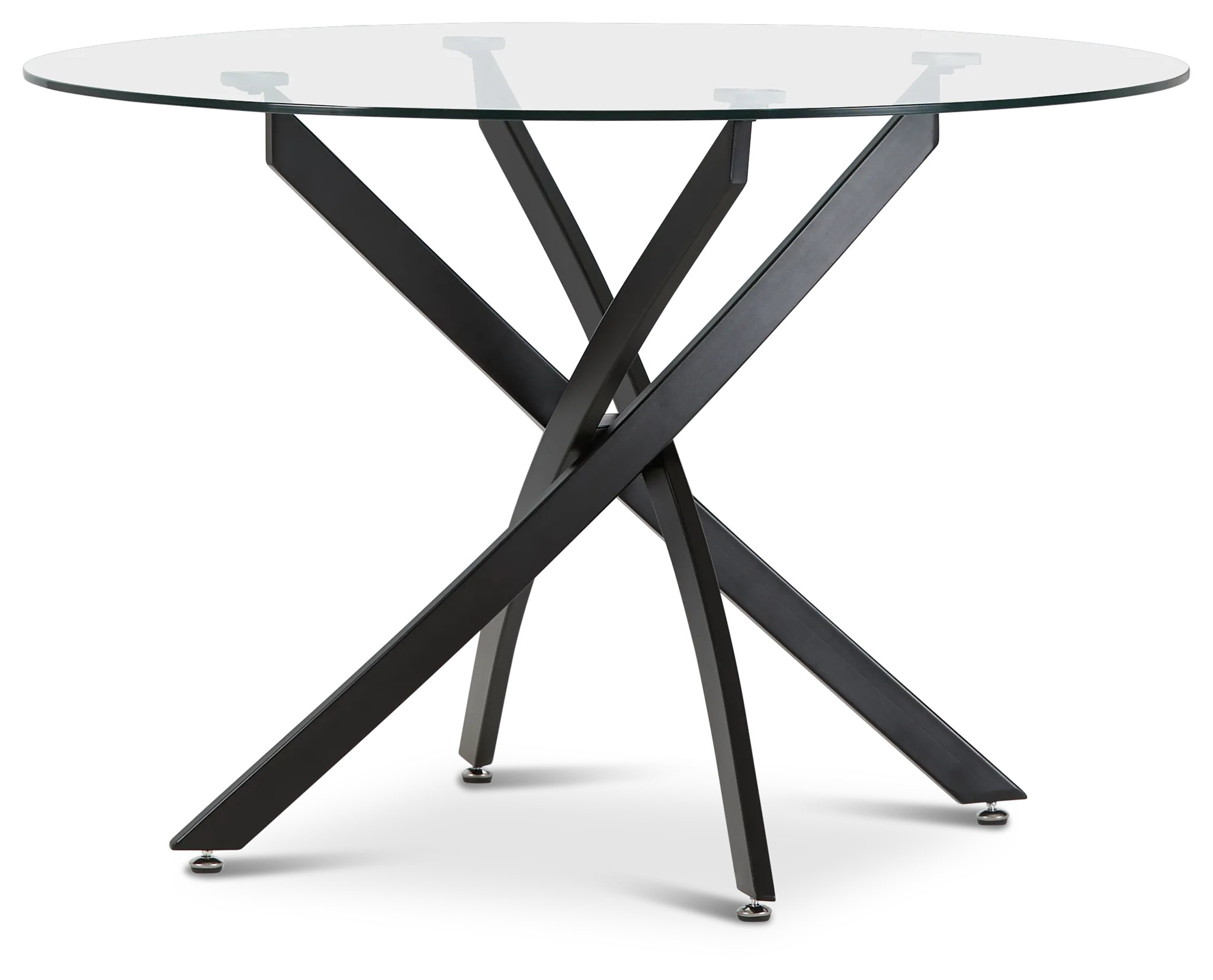 Havana Glass 43" Round Table W/black Legs