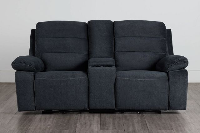 Orion Dark Gray Fabric Power Reclining Console Loveseat