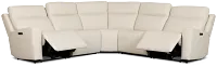 Flexsteel Sterling Ivory Lthr/vinyl Small Dual Power Reclining Two-arm Sectional