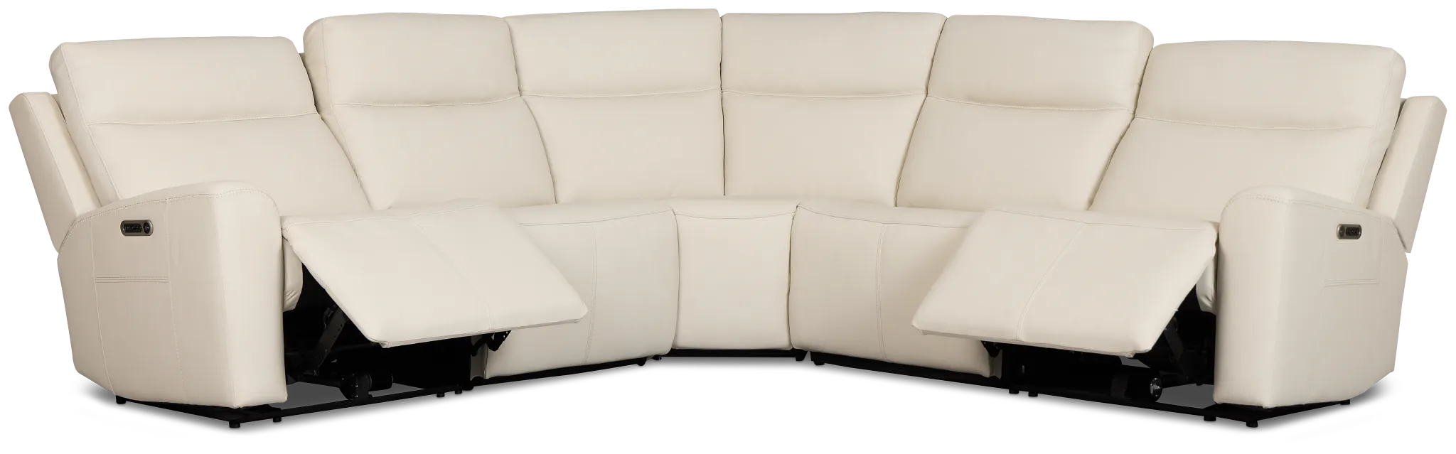 Flexsteel Sterling Ivory Lthr/vinyl Small Dual Power Reclining Two-arm Sectional