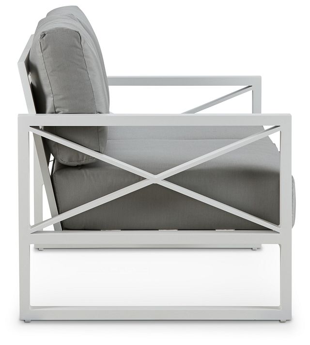 Linear White Dark Gray Aluminum Loveseat