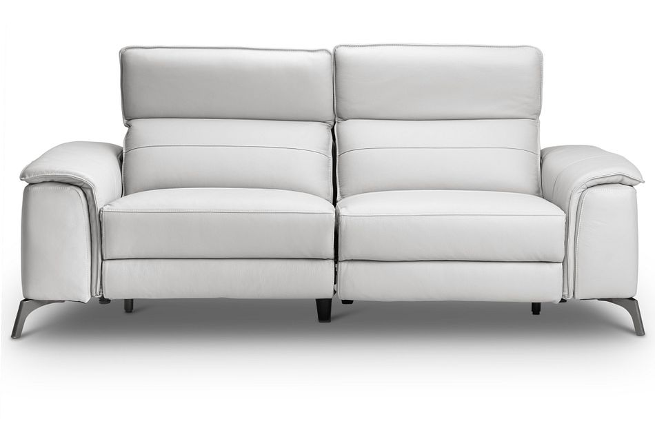 Pearson White Leather Power Reclining Sofa,