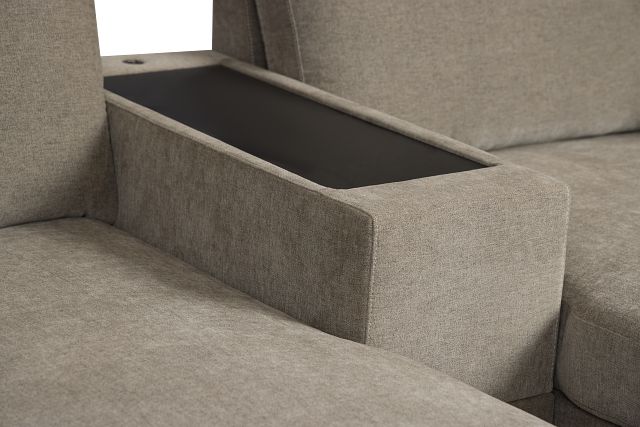 Addie Gray Fabric Medium Left Chaise Sleeper Sectional With Console