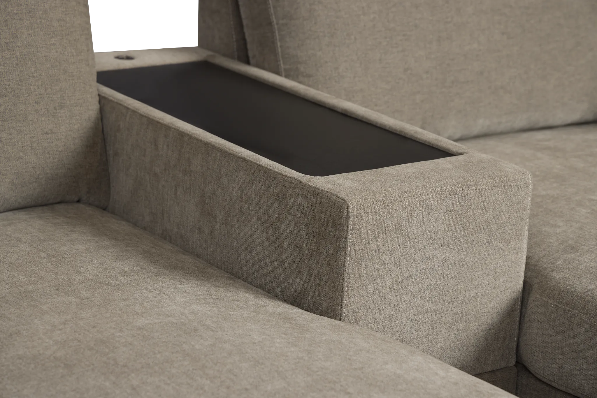 Addie Gray Fabric Medium Left Chaise Sleeper Sectional With Console