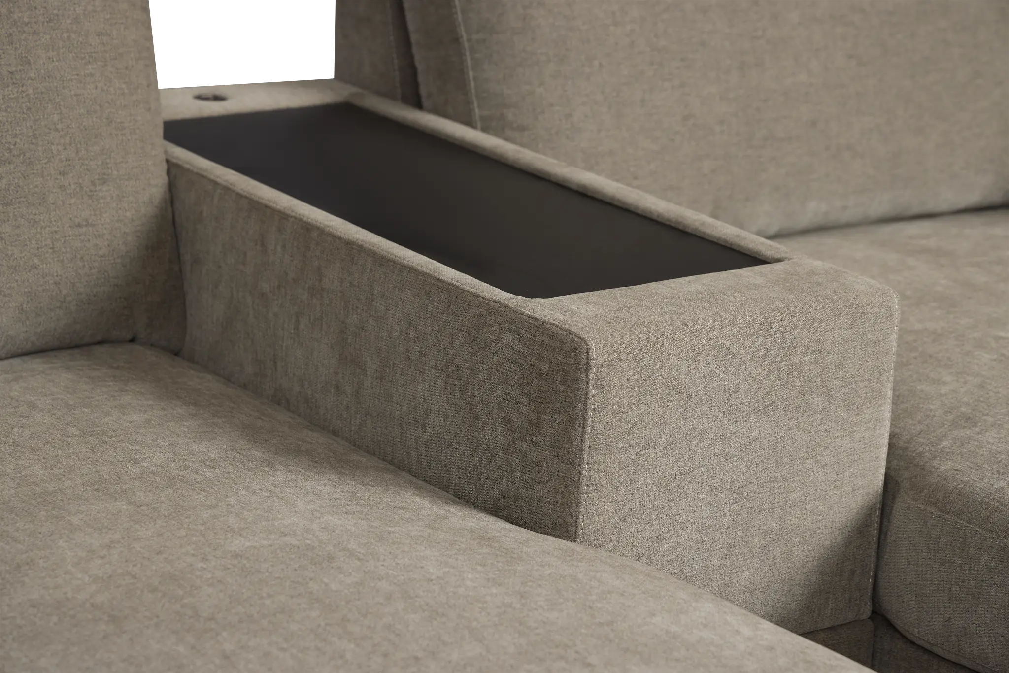 Addie Gray Fabric Medium Left Chaise Sleeper Sectional With Console Addie Gray Fabric Medium Left Chaise Sleeper Sectional With Console