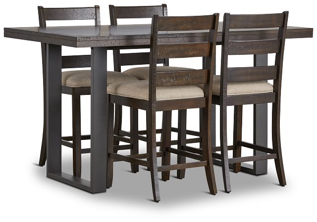 Sawyer Dark Tone High Table & 4 Wood Barstools (1)