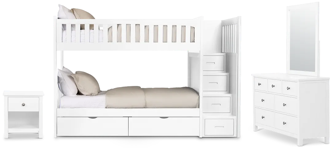 Charleston White Step Bunk Bed Storage Bedroom