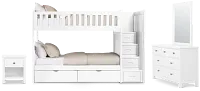 Charleston White Step Bunk Bed Storage Bedroom