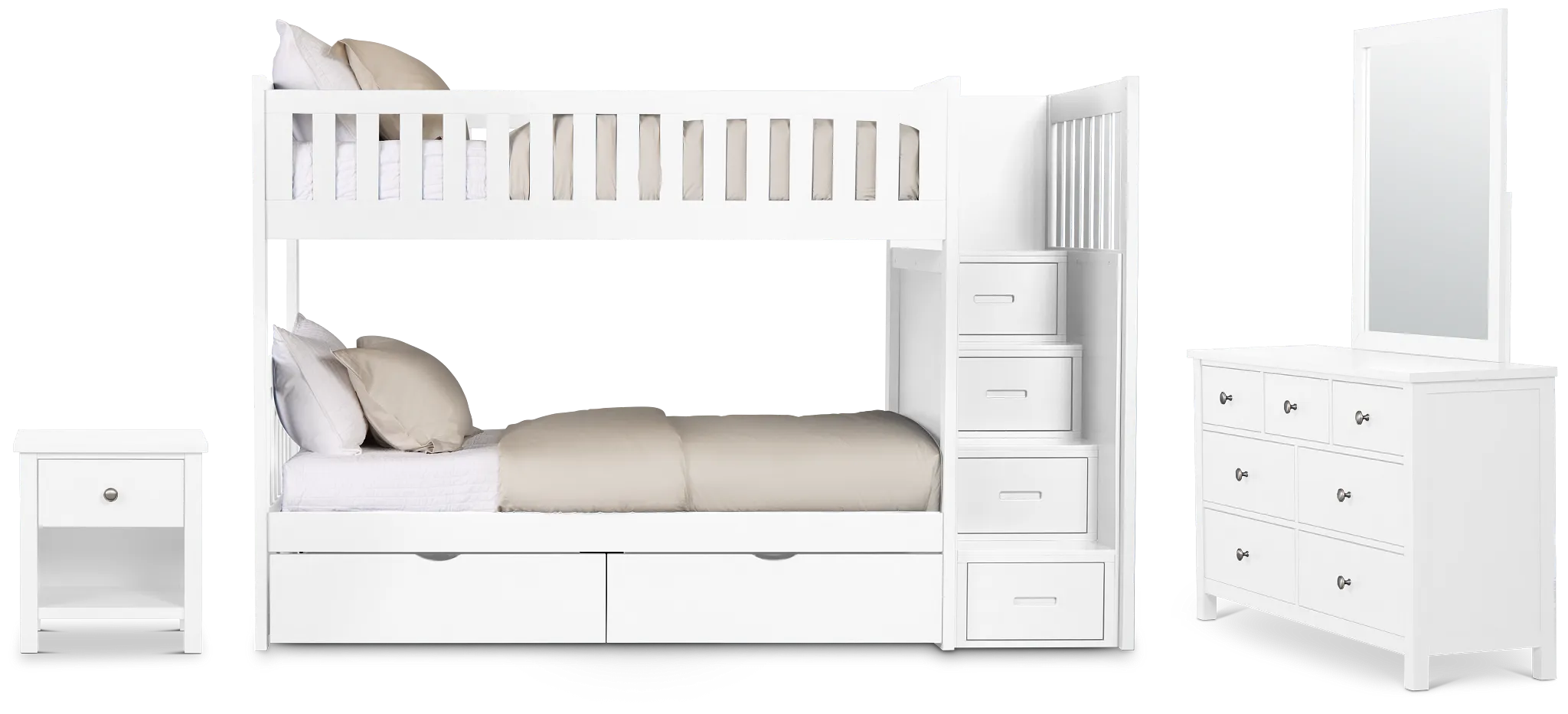Charleston White Step Bunk Bed Storage Bedroom
