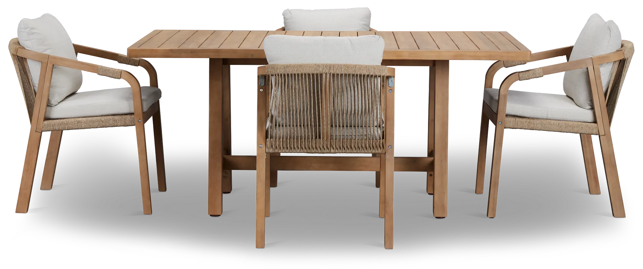 Laguna Light Tone 66" Rectangular Table & 4 Gray Cushioned Chairs