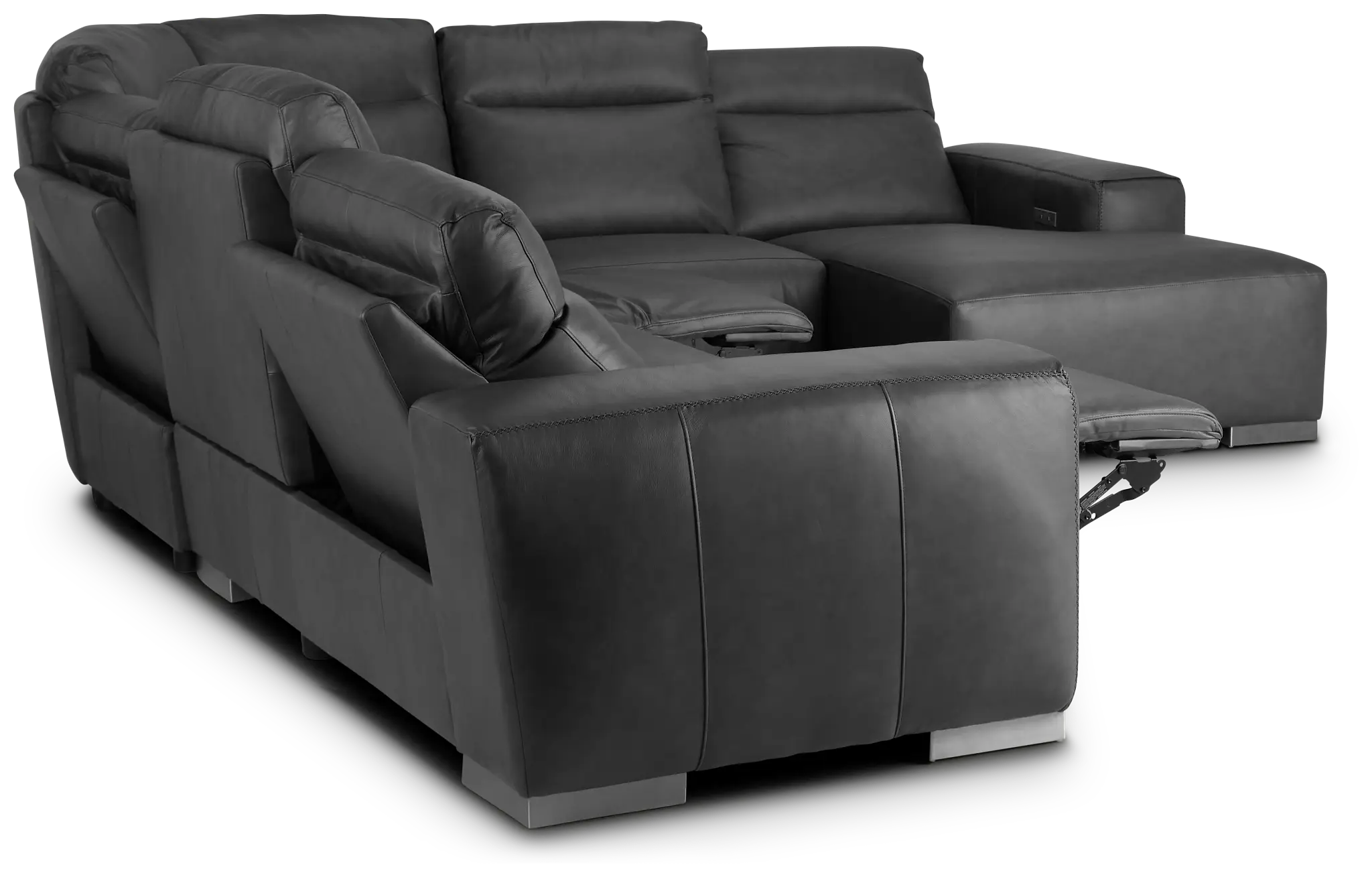 Elba Dark Gray Leather Large Dual Power Right Chaise Sectional Elba Dark Gray Leather Large Dual Power Right Chaise Sectional