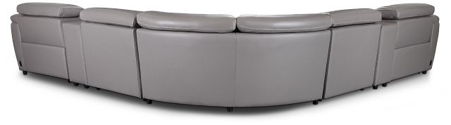 Marion Gray Lthr/vinyl Large Dual Power Reclining Two-arm Sectional