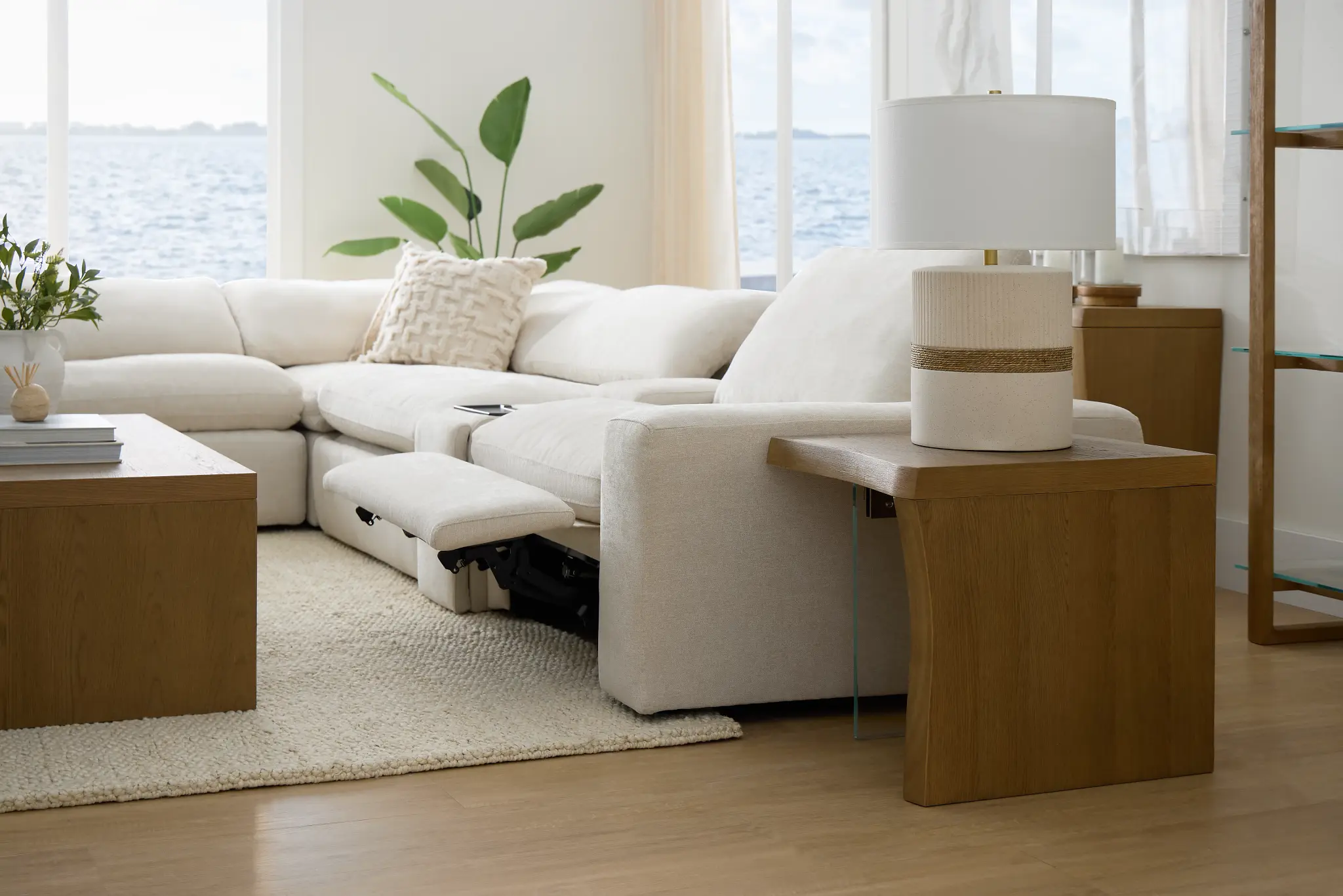 Drift Light Beige Fabric Medium Triple Power 2-arm Sectional Drift Light Beige Fabric Medium Triple Power 2-arm Sectional