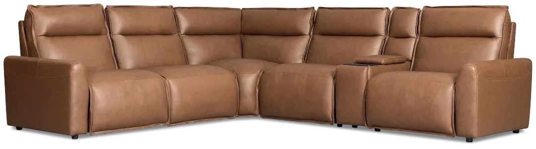 Edison Dark Brown Lthr/vinyl Medium Dual Power 2-arm Reclining Sectional