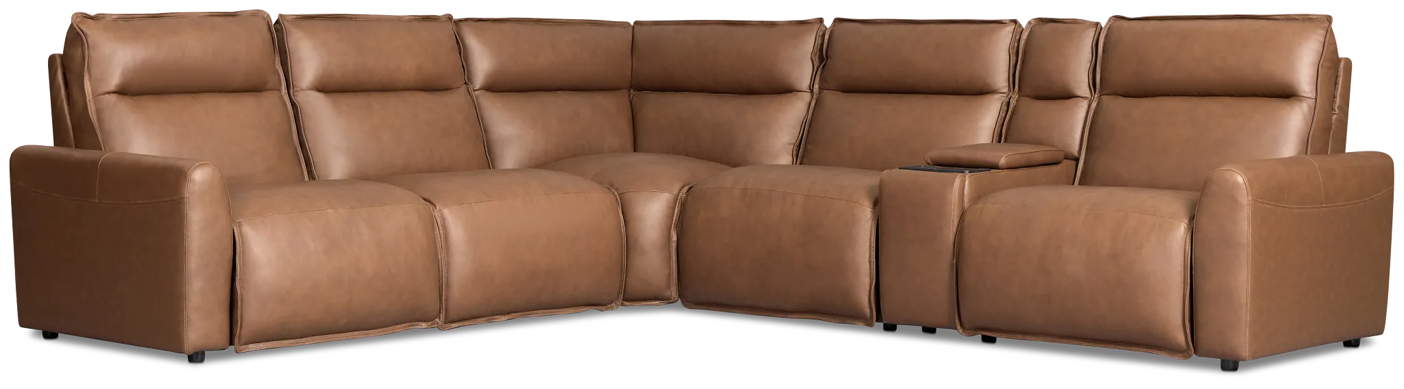 Edison Dark Brown Lthr/vinyl Medium Dual Power 2-arm Reclining Sectional
