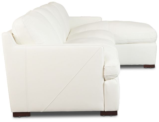 Amari White Leather Small Right Chaise Sectional