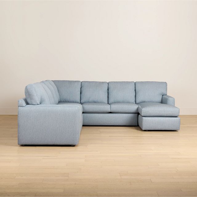 Rhodes Light Blue Fabric Large Right Chaise Sectional