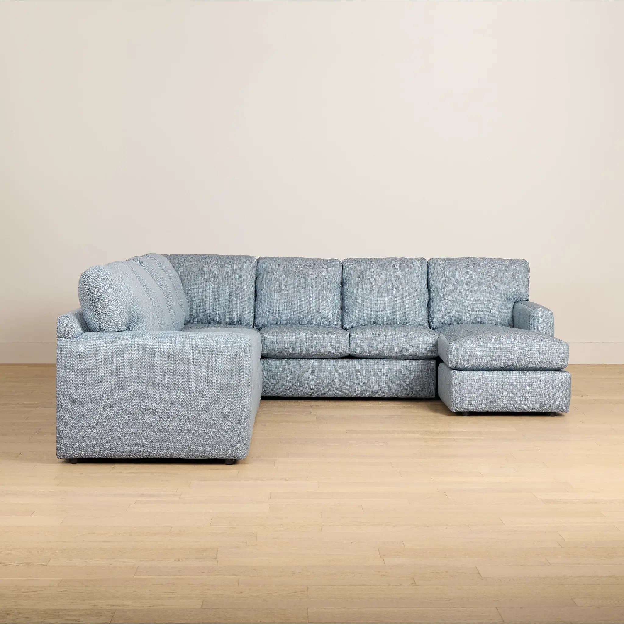 Rhodes Light Blue Fabric Large Right Chaise Sectional Rhodes Light Blue Fabric Large Right Chaise Sectional