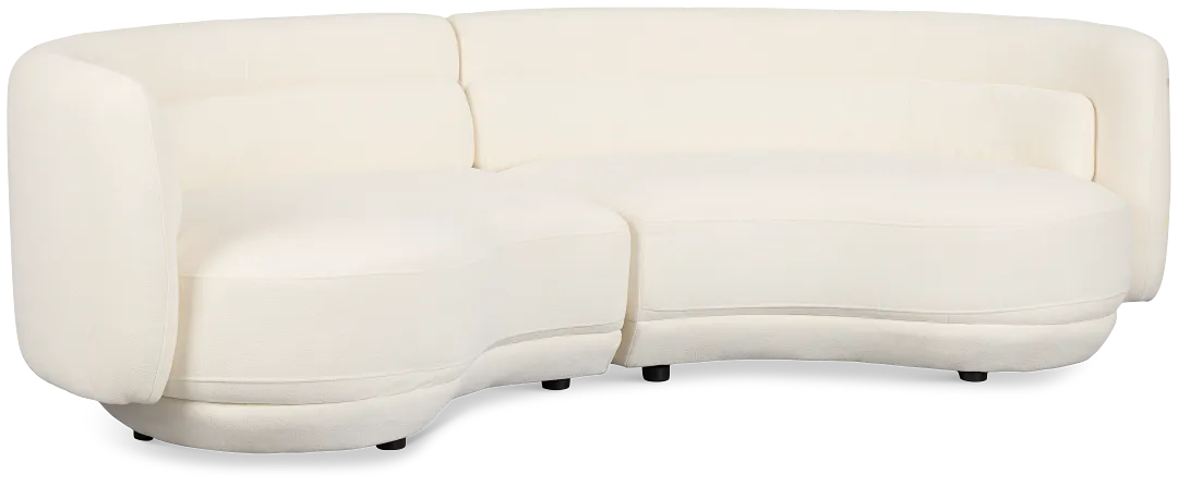 Presley White Fabric 2-piece Modular Sectional