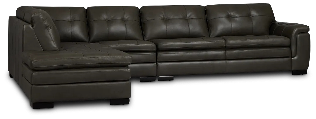 Braden Dark Gray Leather Medium Left Bumper Sectional