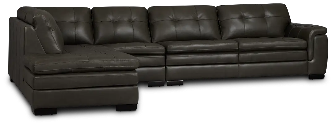 Braden Dark Gray Leather Medium Left Bumper Sectional Braden Dark Gray Leather Medium Left Bumper Sectional