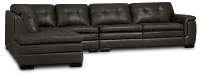 Braden Dark Gray Leather Medium Left Bumper Sectional