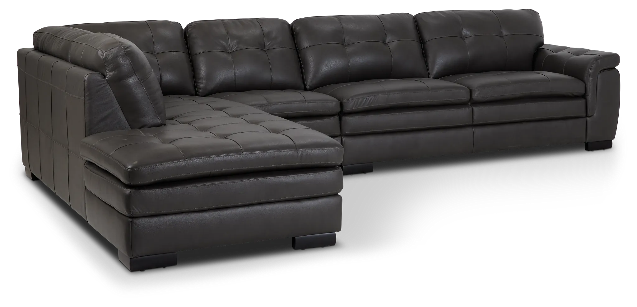 Braden Dark Gray Leather Medium Left Bumper Sectional