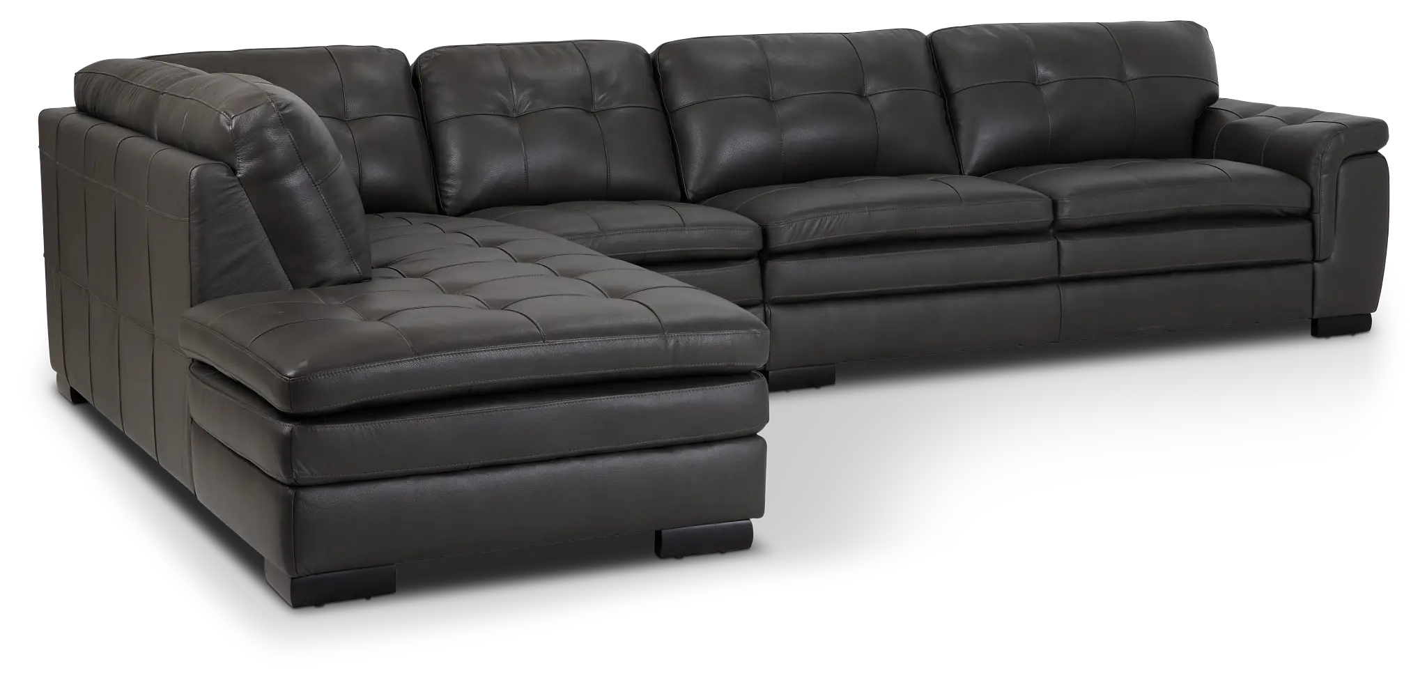 Braden Dark Gray Leather Medium Left Bumper Sectional Braden Dark Gray Leather Medium Left Bumper Sectional