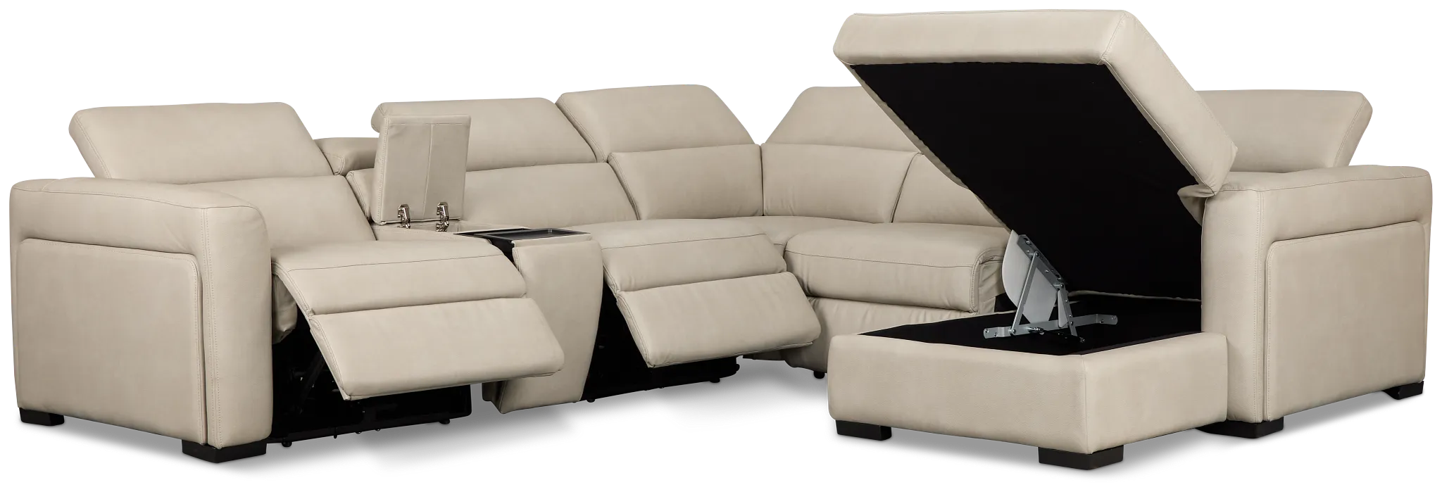 Melody Light Gray Storage Small Dual Power Right Chaise Sectional