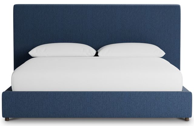 Grayton Revenue Dark Blue 54" Upholstered Platform Bed