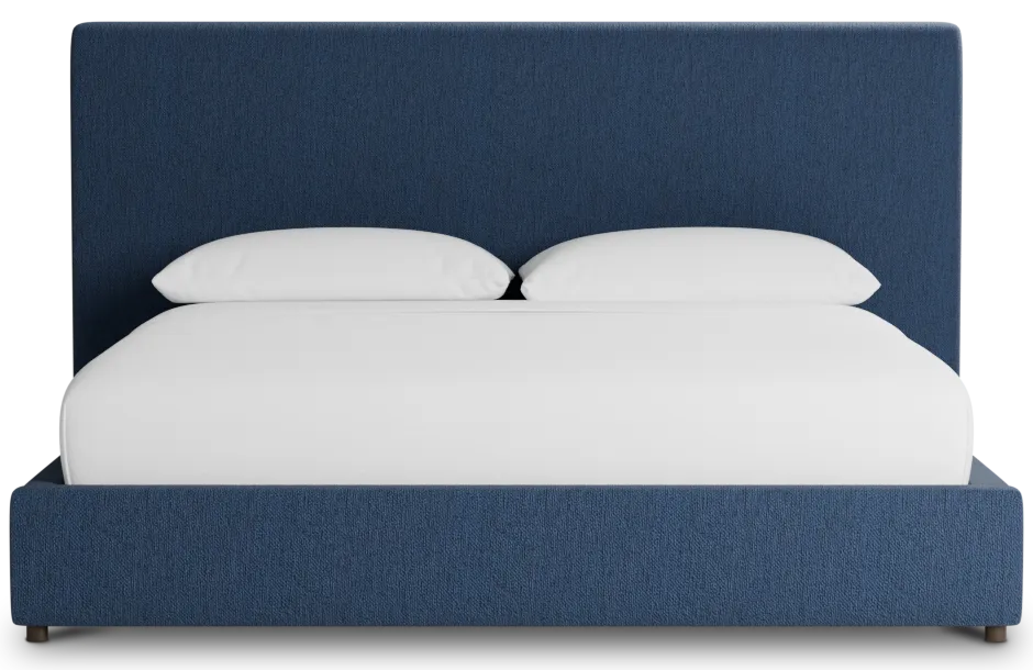 Grayton Revenue Dark Blue 54" Upholstered Platform Bed