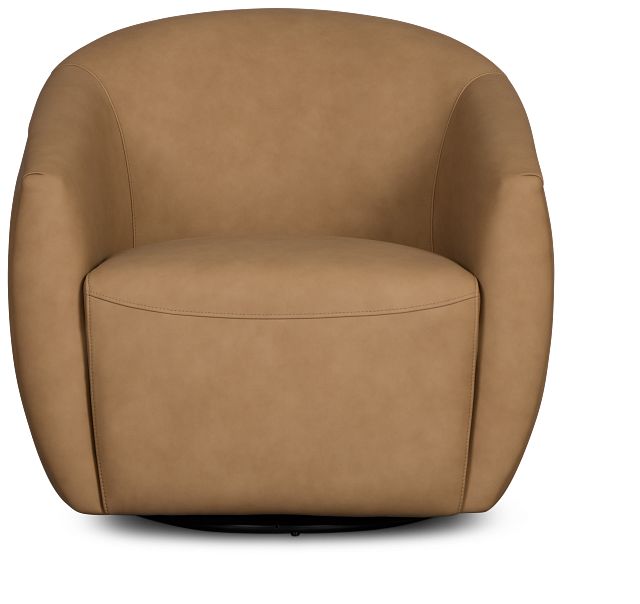 Kellan Light Brown Leather Swivel Chair
