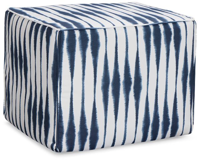 Salix Navy Fabric Accent Pouf